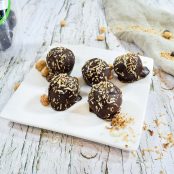 Our Signature Peanut Butter Protein Balls featuring clean vegan protein & antioxidant packed dark chocolate (package of 5)